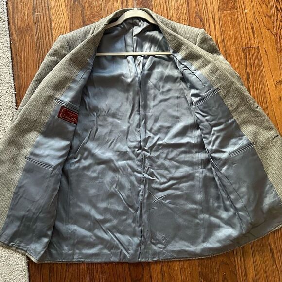Walter Morton Gray Herringbone Sport Coat Wool Blend 2 Button 42R For Louis USA - Picture 3 of 6